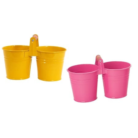 Next2Nature 8122E HPK-SAFF S-2 Enameled Galvanized Double Planter, 2PK NE2431760